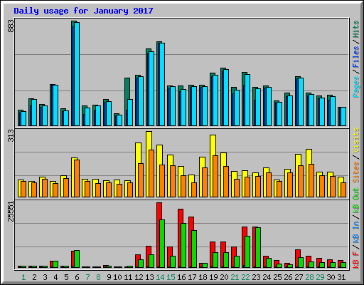 Daily usage for January 2017