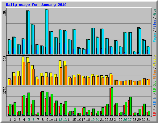 Daily usage for January 2019