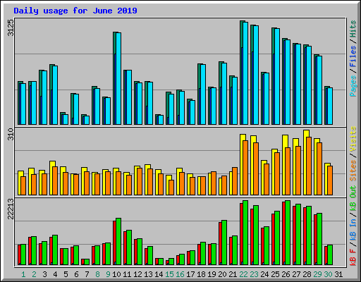 Daily usage for June 2019