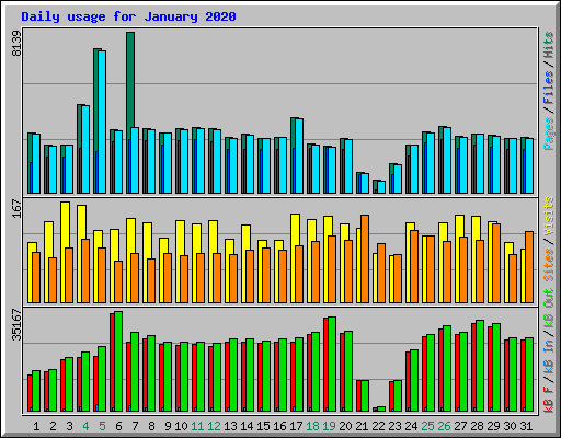 Daily usage for January 2020