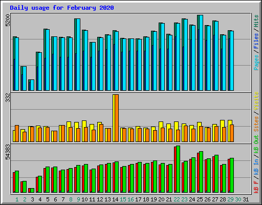 Daily usage for February 2020