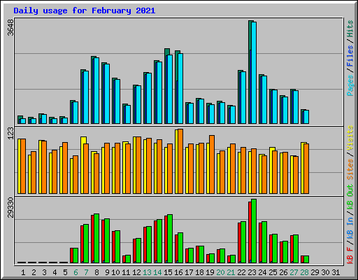 Daily usage for February 2021