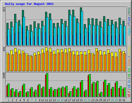 Daily usage for August 2021