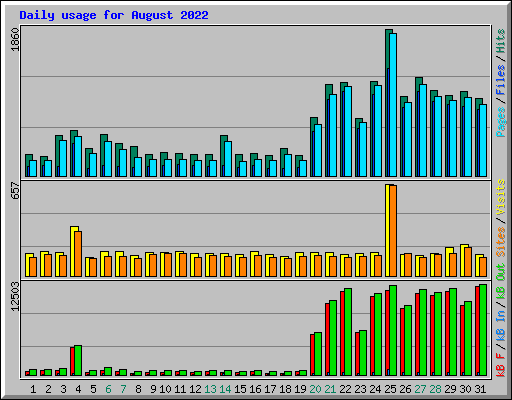 Daily usage for August 2022