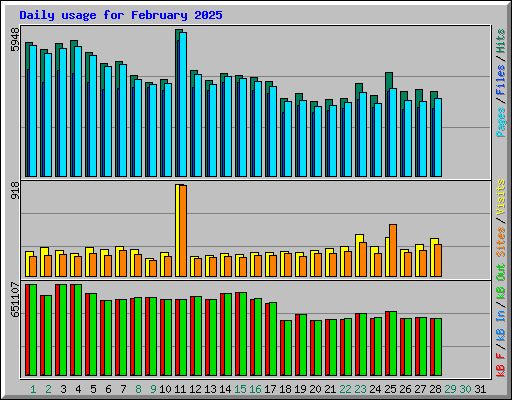 Daily usage for February 2025