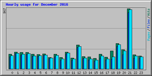 Hourly usage for December 2016