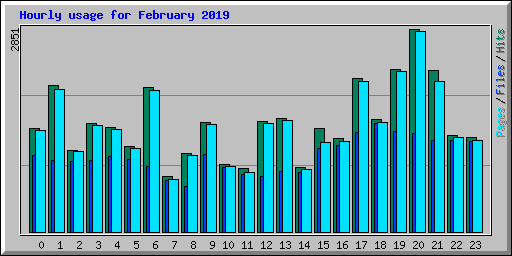 Hourly usage for February 2019