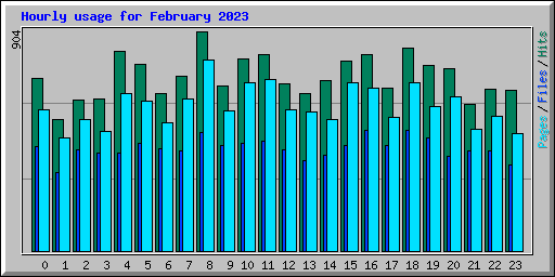 Hourly usage for February 2023